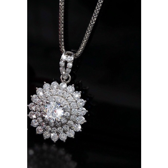 Mặt dây chuyền hoa to gắn đá cz bạc chuẩn hàng sắc sảo Ngọc Mậu