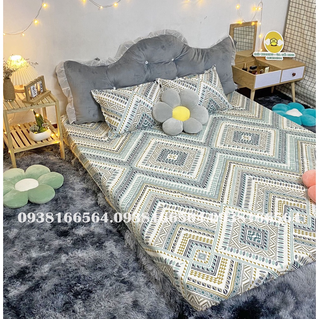 TRỌN BỘ COTTON POLY 5 MÓN CHĂN PHAO DÀY DẶN HÀNG VN THỔ CẨM XANH LÁ - ĐỦ KÍCH THƯỚC