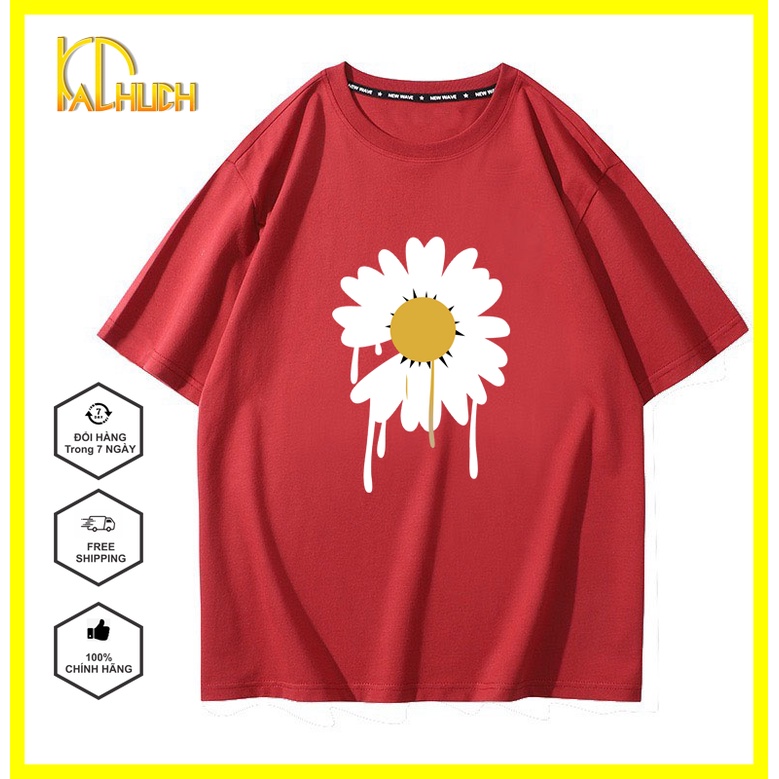 ÁO THUN NAM NỮ UNISEX TAY LỠ FORM RỘNG IN HOA CÚC FREESIZE &amp;lt;75KG