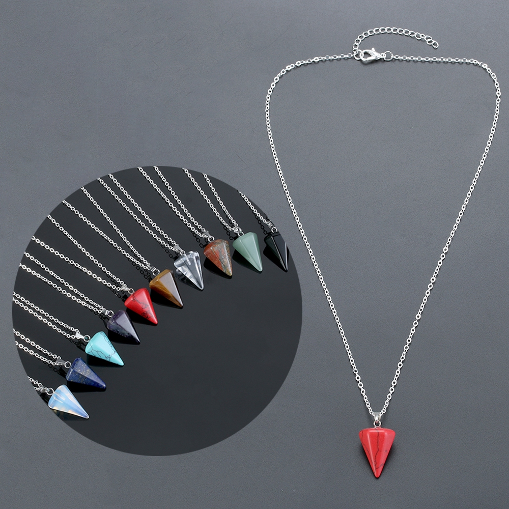 Dây chuyền mặt đá thạch anh hình lục giác thời trang