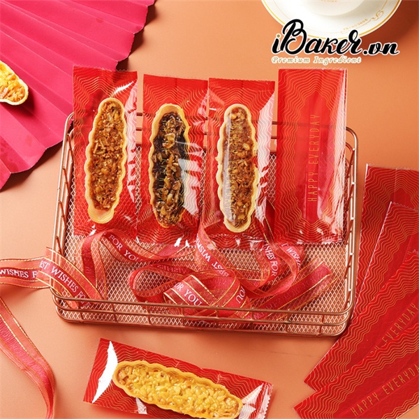 100 Túi Bánh Thuyền/ Bánh quy dài Đỏ Happy Everyday (5.5x14.5cm)
