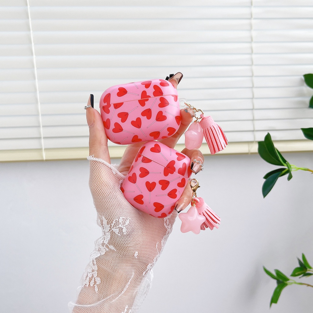 Vỏ Bảo Vệ Hộp Sạc Tai Nghe AirPods3 Pro AirPods2gen Màu Hồng Họa Tiết Trái Tim Dễ Thương 2021 Ốp