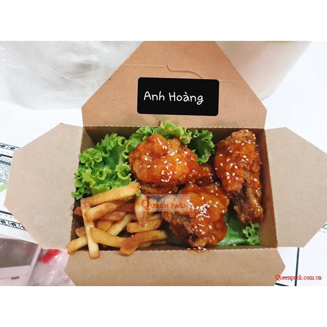 SET 50 Chiếc Hộp Giấy Kraft Nắp Gài hàng dày dặn, thân thiện môi trường, dùng cho nhà hàng, quán ăn đựng bún, mì, salad