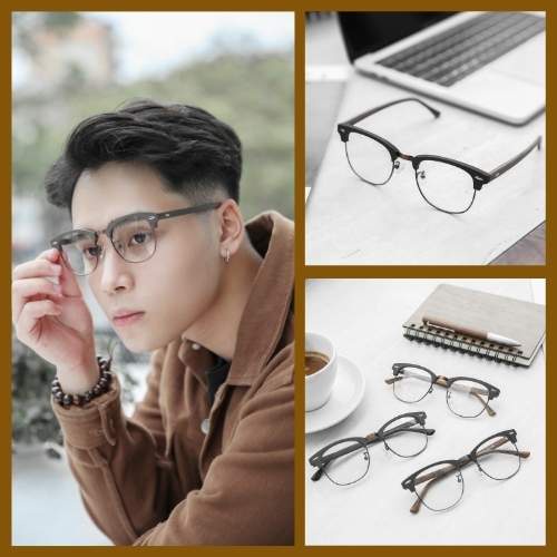 Gọng Kính Vuông Nửa Viền Gỗ | BigBuy360 - bigbuy360.vn