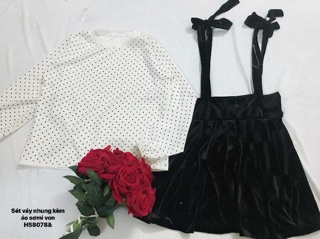 Sét váy nhung kèm áo sơmi (HS)