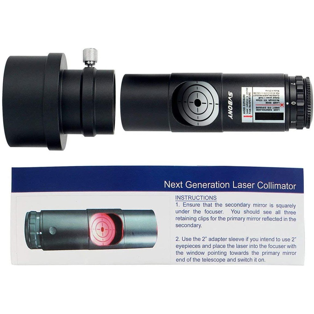 SVBONY Bộ chuẩn trực Laser đỏ để căn chỉnh kính viễn vọng Newtonian Marca 1,25 inch với bộ chuyển đổi 2 inch