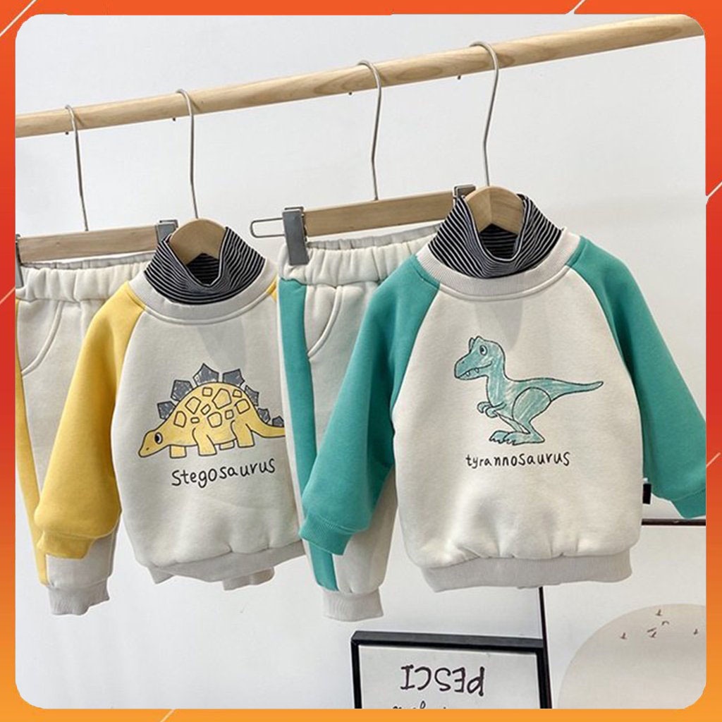 Bộ nỉ bông cho bé trai và gái Mã KL01, đồ bộ bé trai chất nỉ bông cực yêu cho Bé Từ 6-27kg Binbon kids