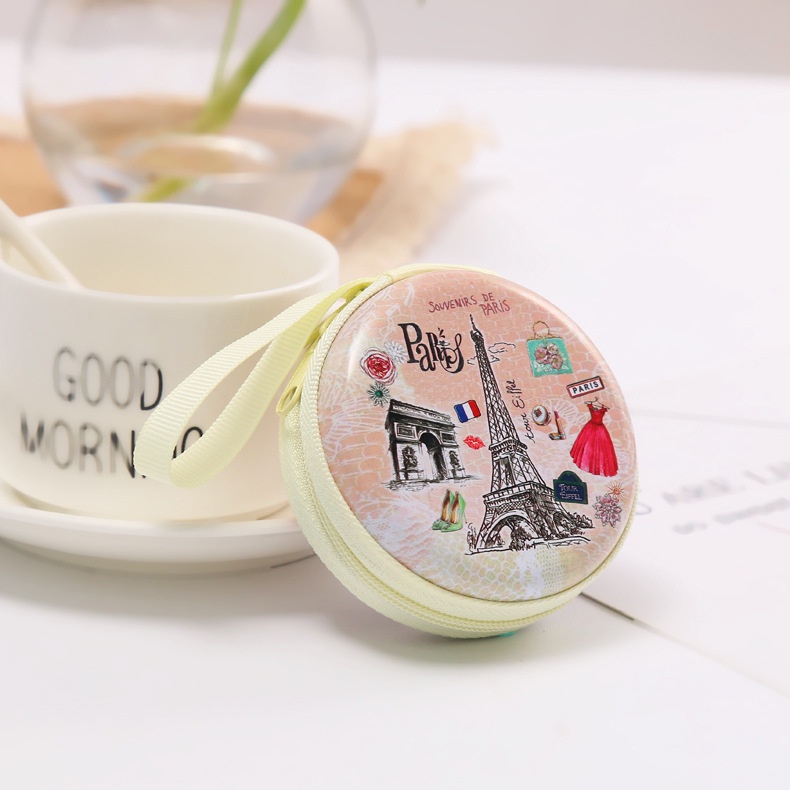 Túi Đựng Tiền Xu/Tai Nghe Mini Bằng Thiếc Họa Tiết Hoạt Hình Có Khóa Kéo