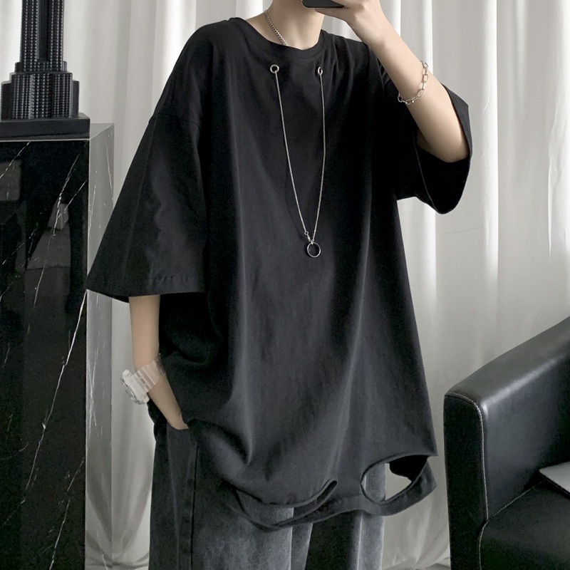 Áo Thun Nam Tay Lửng Dáng Rộng Phong Cách Hip Hop Hàn Quốc