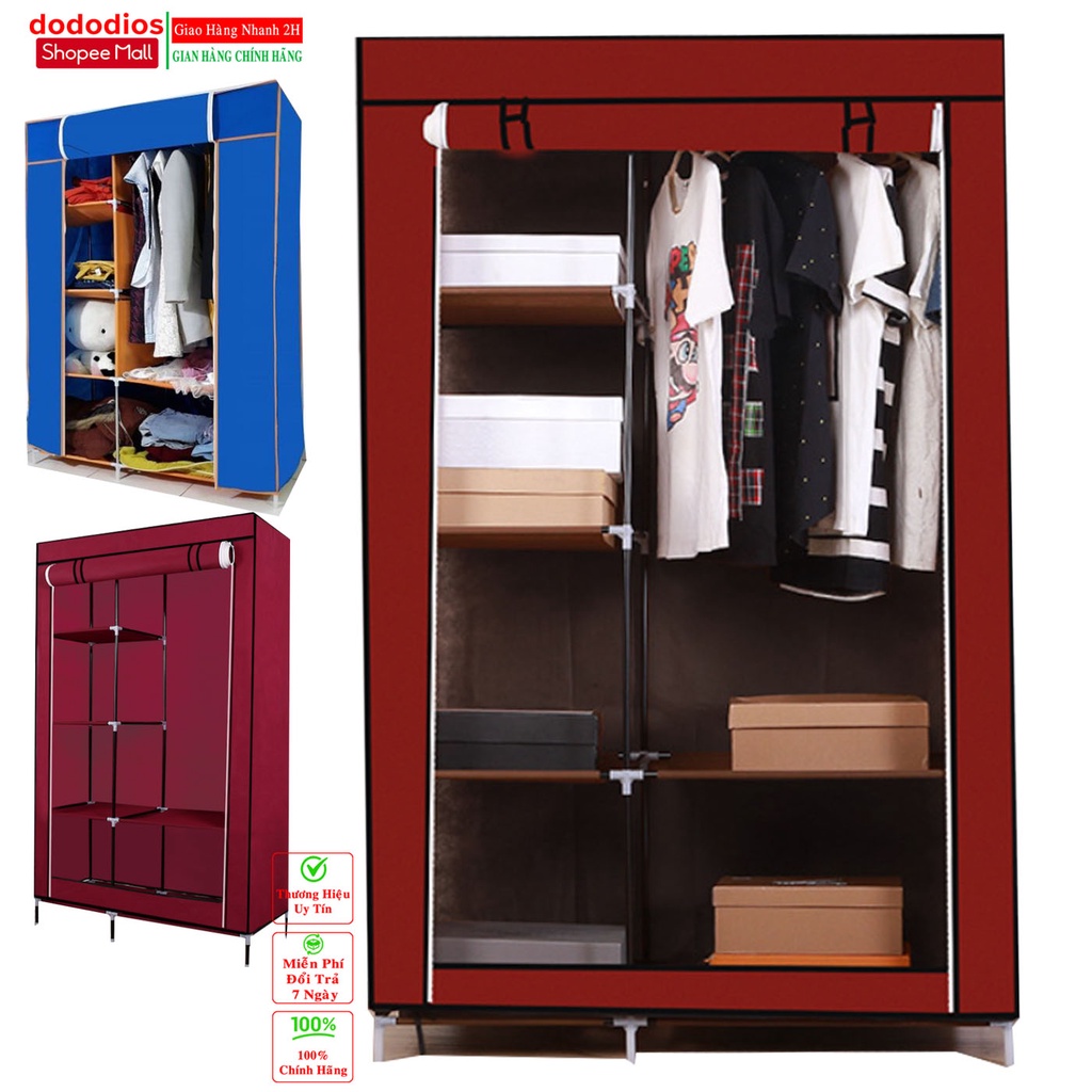 Tủ vải đựng quần áo 2 buồng 6 ngăn vững chãi hàng Việt Nam chính hãng dododios