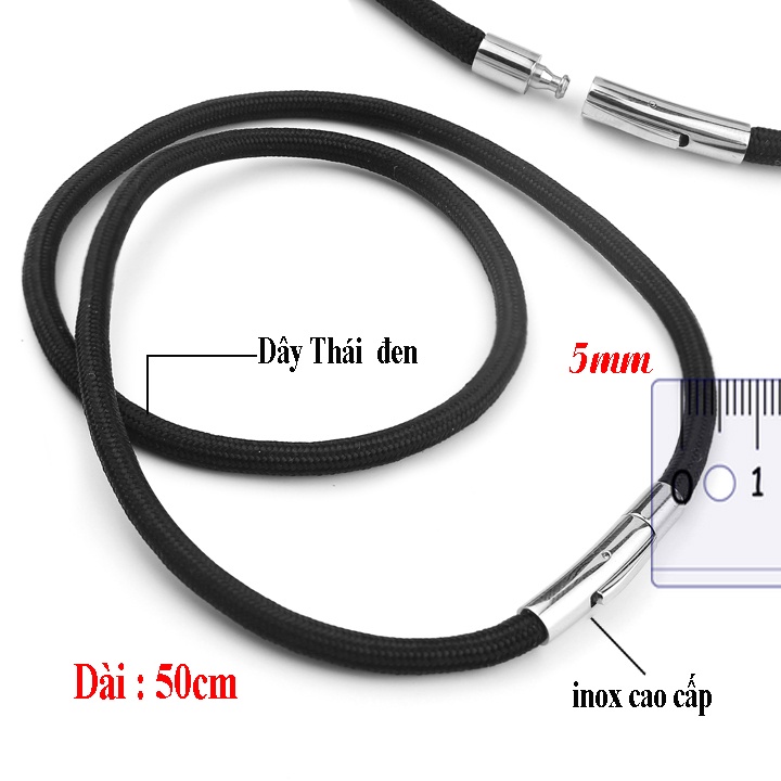 Dây chuyền bằng dây dù nam màu đen soyong kích cỡ 5mm với thiết kế đơn giản PTDCNA24
