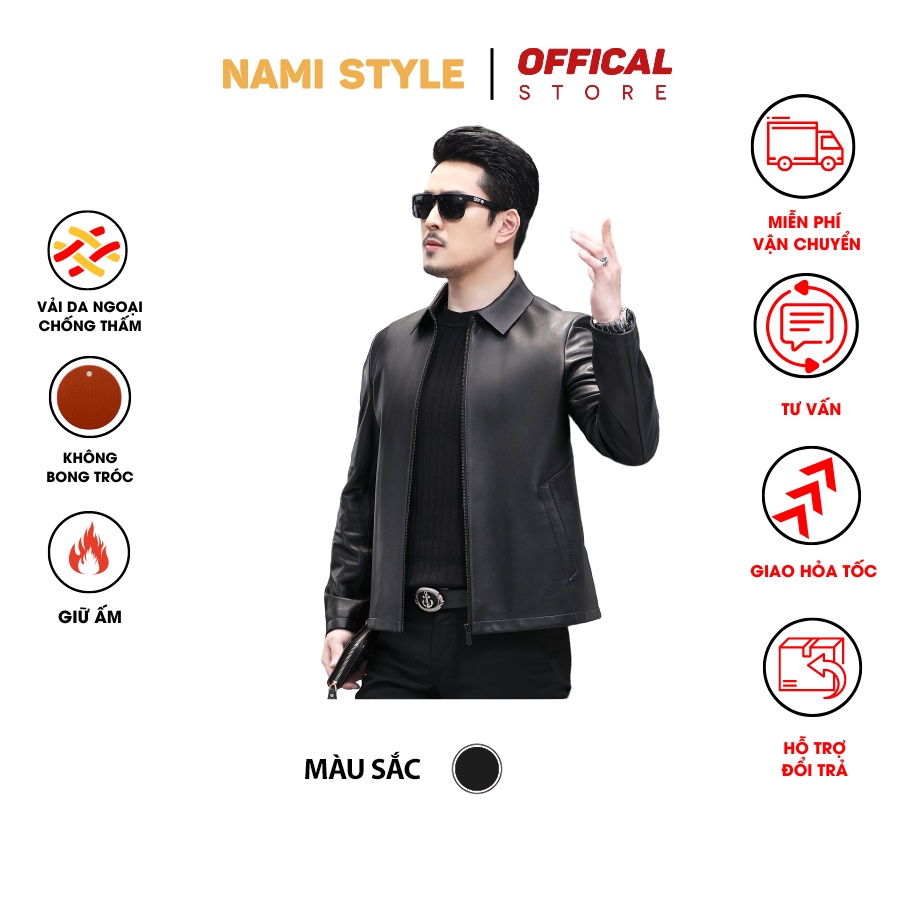 Áo khoác da nam cao cấp kiểu dáng hàn quốc phong cách