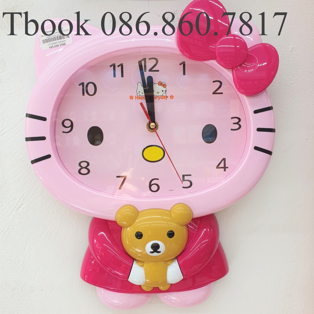 Đồng hồ treo tường Hello kitty màu hồng cho bé SS15237