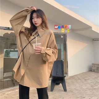 Sơ Mi Tay Dài Trơn Màu Tan Dáng Rộng Nam Nữ Ulzzang Unisex - MM