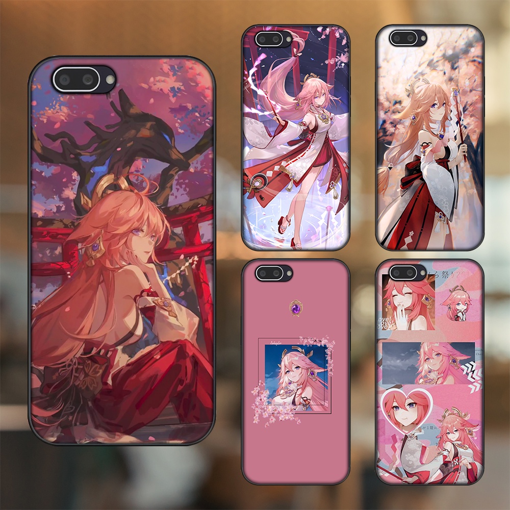 Ốp lưng Oppo A3S viền đen in hình Yae Miko Genshin Impact
