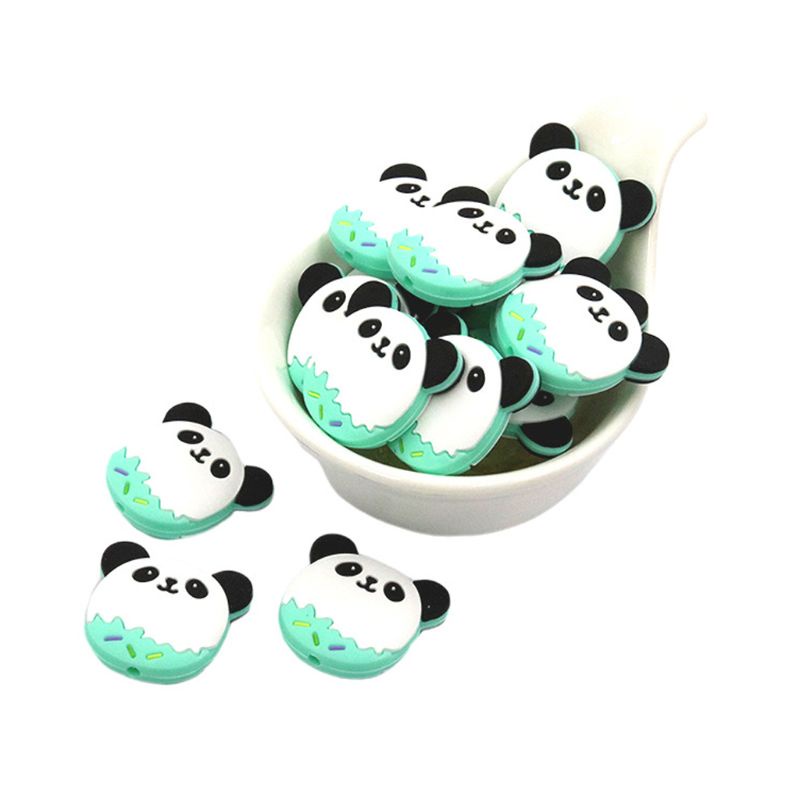 Set 5 Đồ Chơi Xỏ Hạt Silicon Hình Gấu Trúc Hoạt Hình Cho Bé Sơ Sinh Gặm Nướu