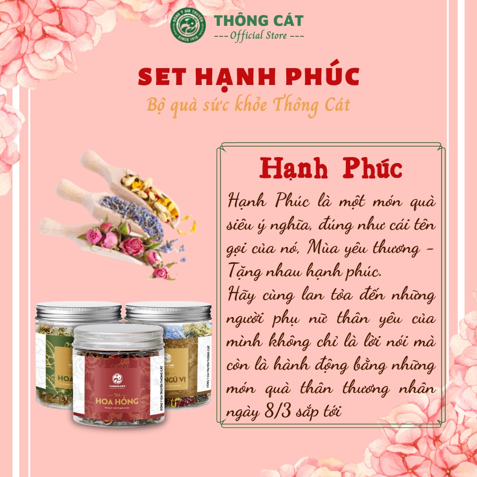 Set quà tặng ý nghĩa 8-3 Hạnh Phúc THÔNG CÁT Bộ quà trà hoa giúp thanh nhiệt cơ thể tốt cho sức khỏe