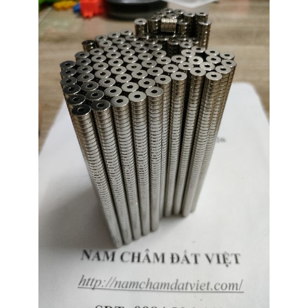 XẢ KHO 50 viêm nam châm câu cá, nam châm gắn miệng cá, nam châm có lỗ giữa câu cá nhỏ 6.5mm*1.5mm lỗ 2mm