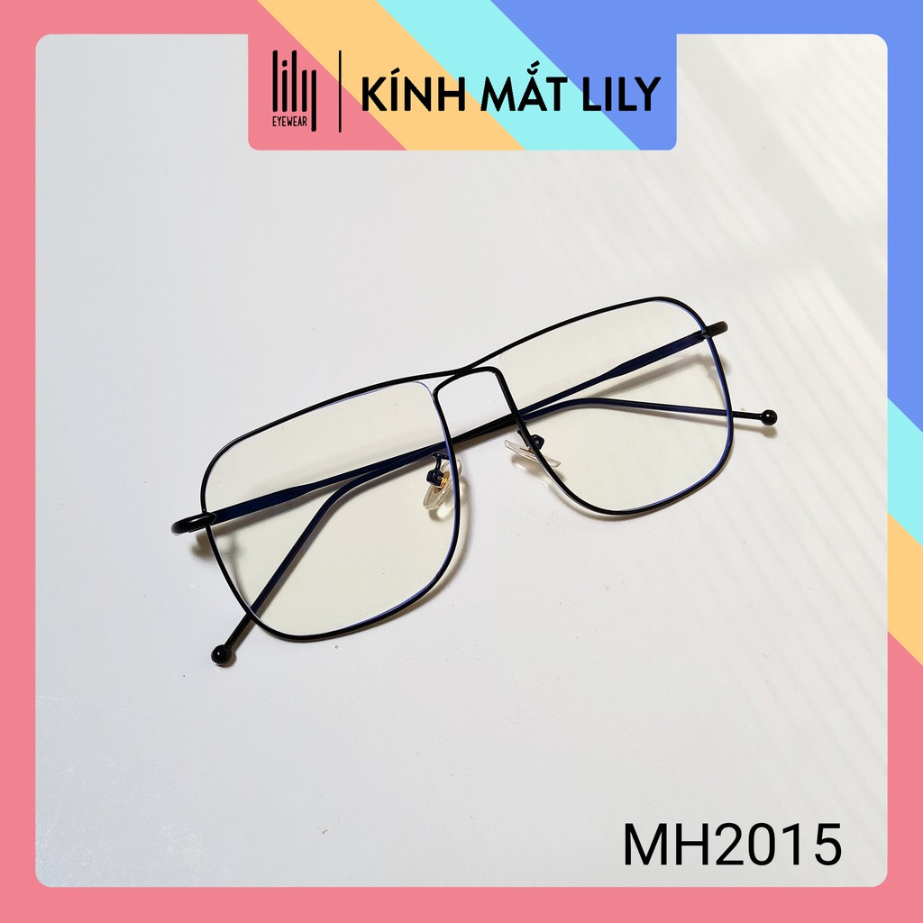 Kính mát nam nữ LILYEYEWEAR mắt kính phi công vuông bo tròn chống UV400 kim loại màu sắc thời trang MH2015