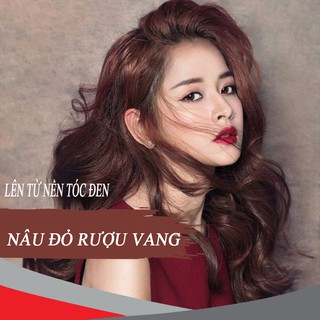 1 tuýp Thuốc nhuộm tóc tại nhà nâu đỏ rượu vang nhuộm trên nền tóc đen tự nhiên