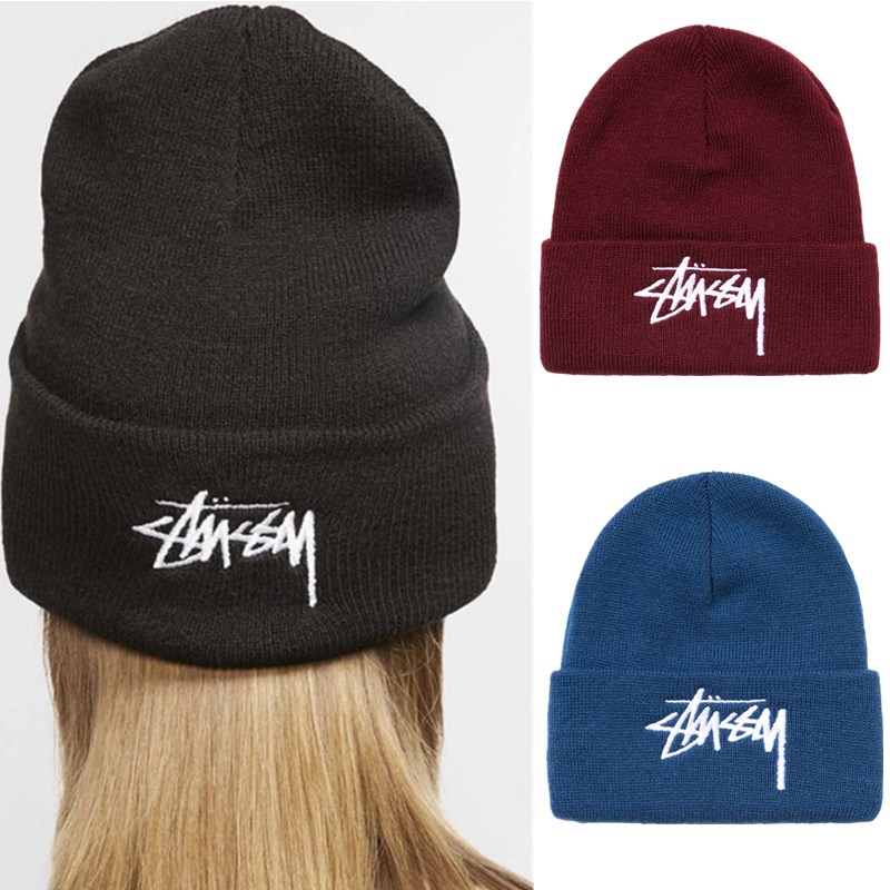 Mũ Len beanie Dệt Kim Thêu Chữ stussy Thời Trang Cho Nam Và Nữ