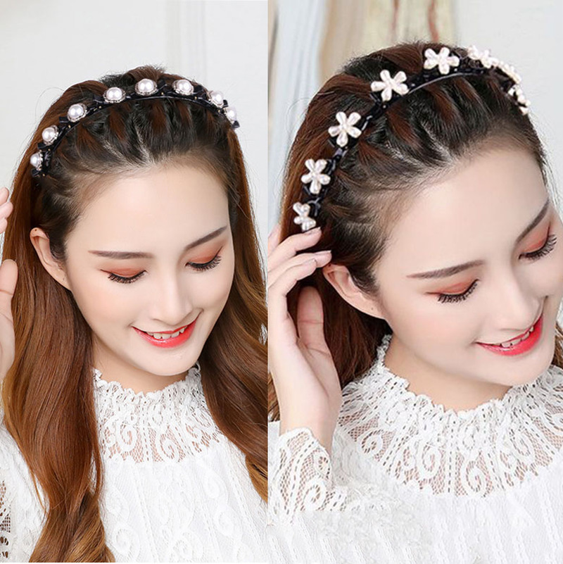 Băng Đô Vải Nhung Đính Hoa Và Ngọc Trai Nhân Tạo Thời Trang
