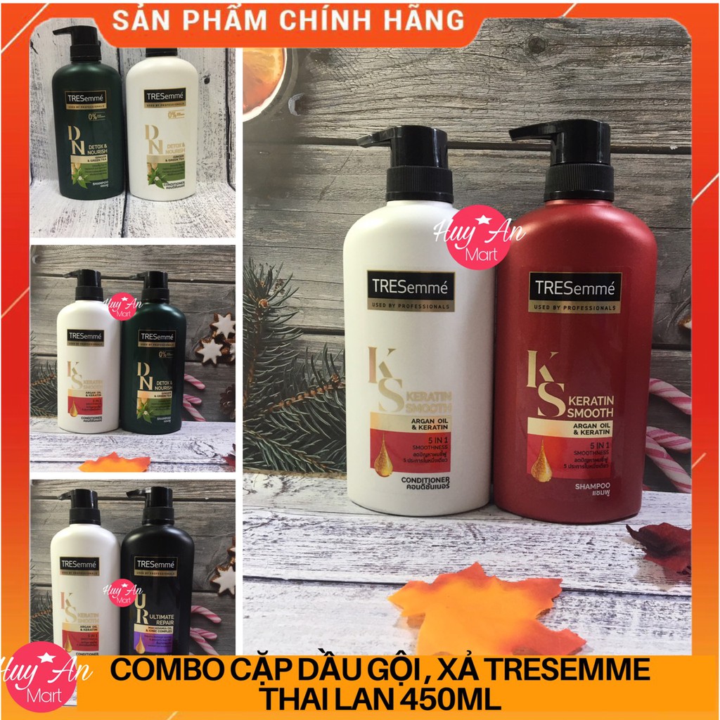 [miễn phí vc] Combo cặp dầu gội,xả Tresemme Keratin Smooth Thái Lan 425ml màu đỏ SUÔN MƯỢT VÀO NẾP