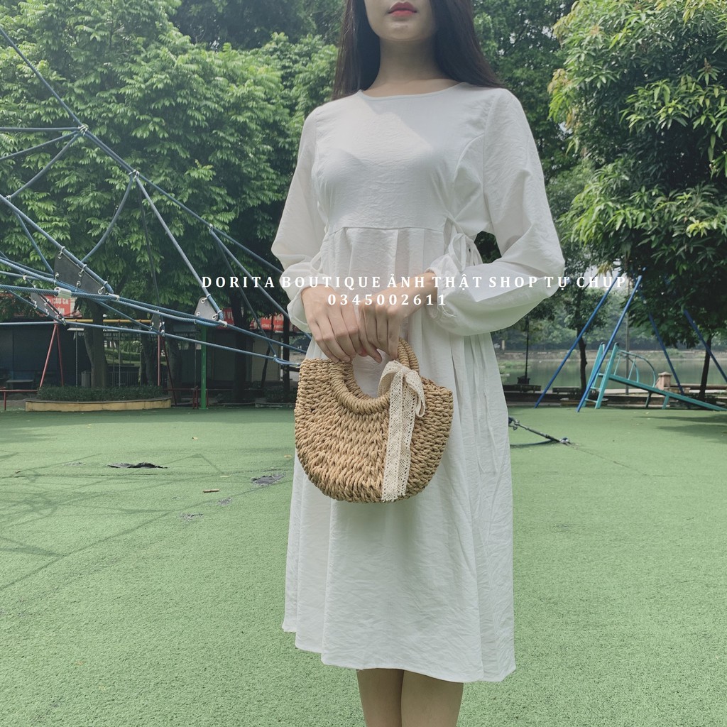 Váy babydoll trắng dài tay, Đầm ulzzang tiêu thư, Váy đũi trơn - Dorita Boutique | BigBuy360 - bigbuy360.vn