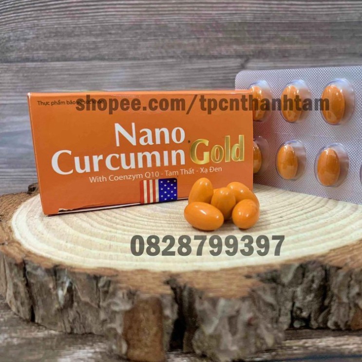 Viên tinh nghệ Nano Curcumin Gold  Tam Thất Xạ Đen giảm viêm loét dạ dày, tá tràng, ung bướu - Hộp 30 viên