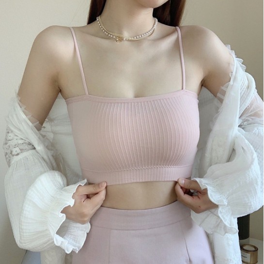 Áo Bra Croptop Hai Dây Với Đệm Ngực Gợi Cảm Dành Cho Nữ (giao màu gẫu Nhiên)