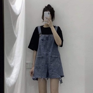 Yếm quần jean ngắn rách- Quần yếm nữ phong cách hàn quốc