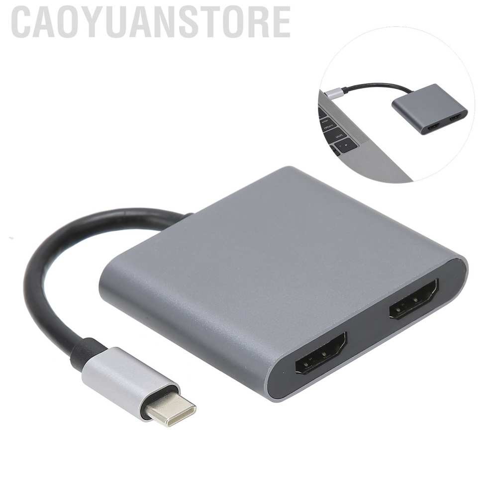 Caoyuanstore 4in 1 Type C to PD/USB 3.0/ Dual HDMI‑Compatible Adapter Converter Hub for Laptop