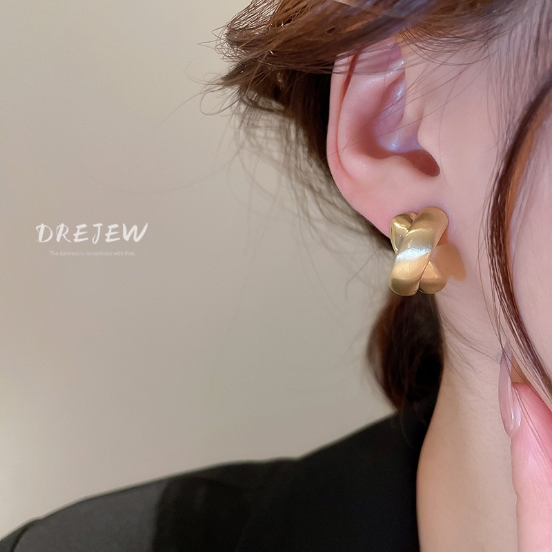 DREJEW Khuyên tai kim loại kiểu hình học phong cách Hàn Quốc cá tính cho nữ