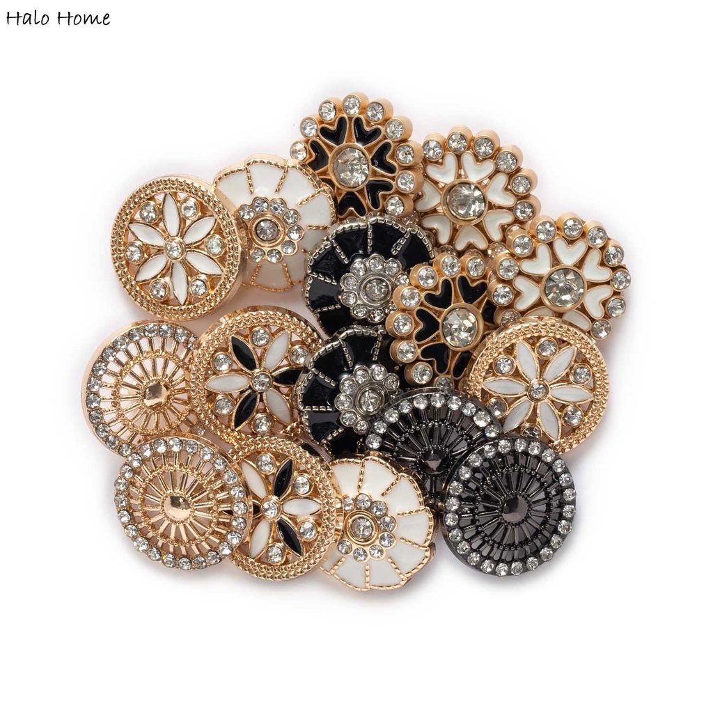 Set 5 nút áo đính đá kim cương giả 18mm