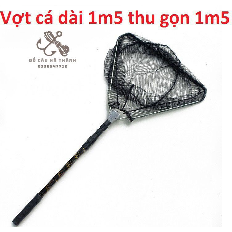 [Mã DOCAUHATHANH giảm 10% đơn 50K] Vợt vớt cá nhôm 1m5 thu gọn 55cm, vành tam giác