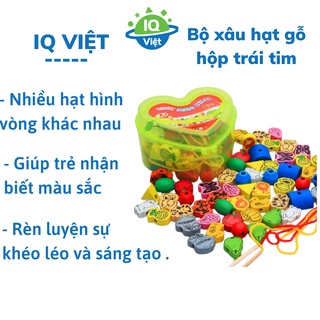 Bộ xâu hạt gỗ hộp trái tim - iq50