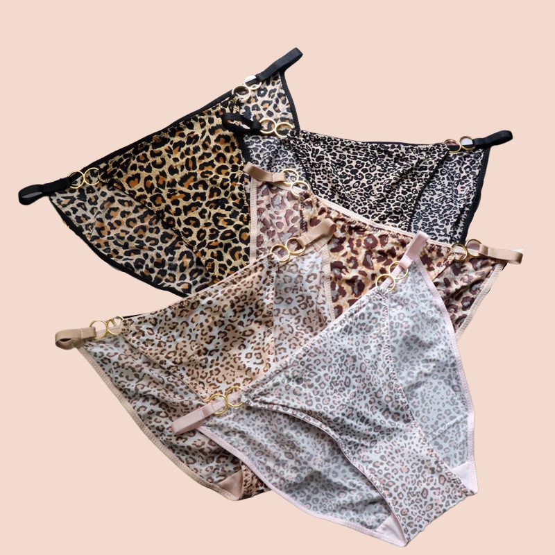 Quần lót nữ thun lạnh Chichi Bra, quần chip nữ mỏng nhẹ quai dây sexy họa tiết da beo cá tính freesize 40 - 55kg S136