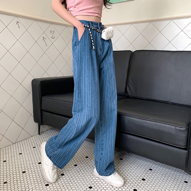 Quần Jeans Nữ Lưng Cao Ống Rộng Plus Size Thời Trang