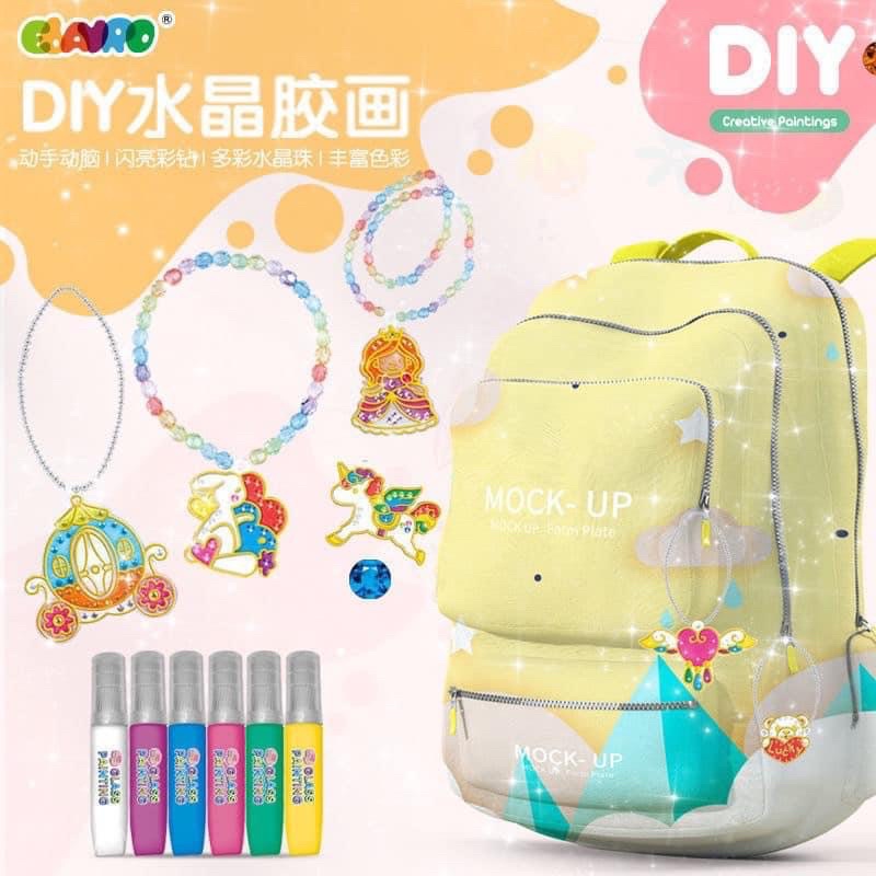 Đồ chơi thủ công tô màu bằng bút màu keo, tự làm móc khoá, đồ trang trí 3D Combo kèm màu/dụng cụ