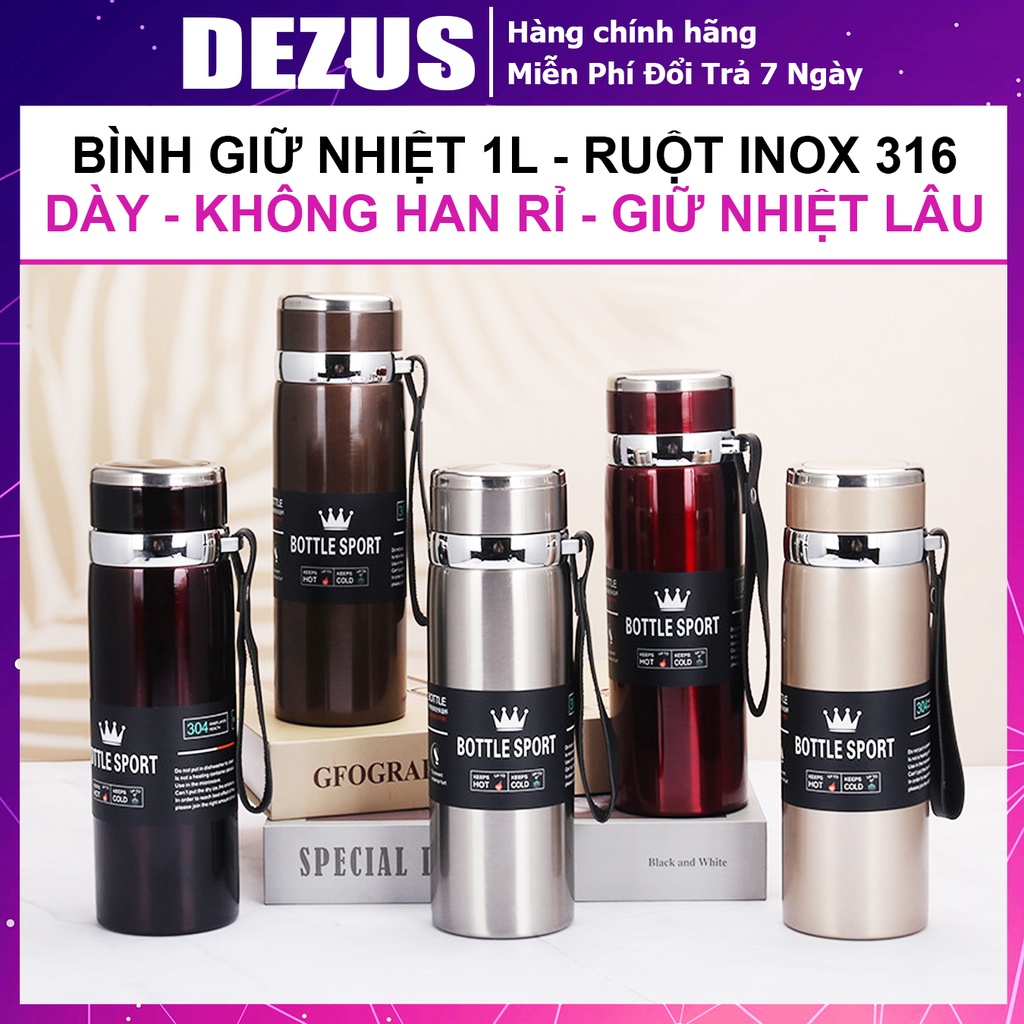 Bình Giữ Nhiệt - Bình Nước Giữ Nhiệt - Ruột Tráng Bạc Giữ Nóng Lạnh Lâu, Vỏ Inox 304 Dày Không Rỉ, Sạch An Toàn