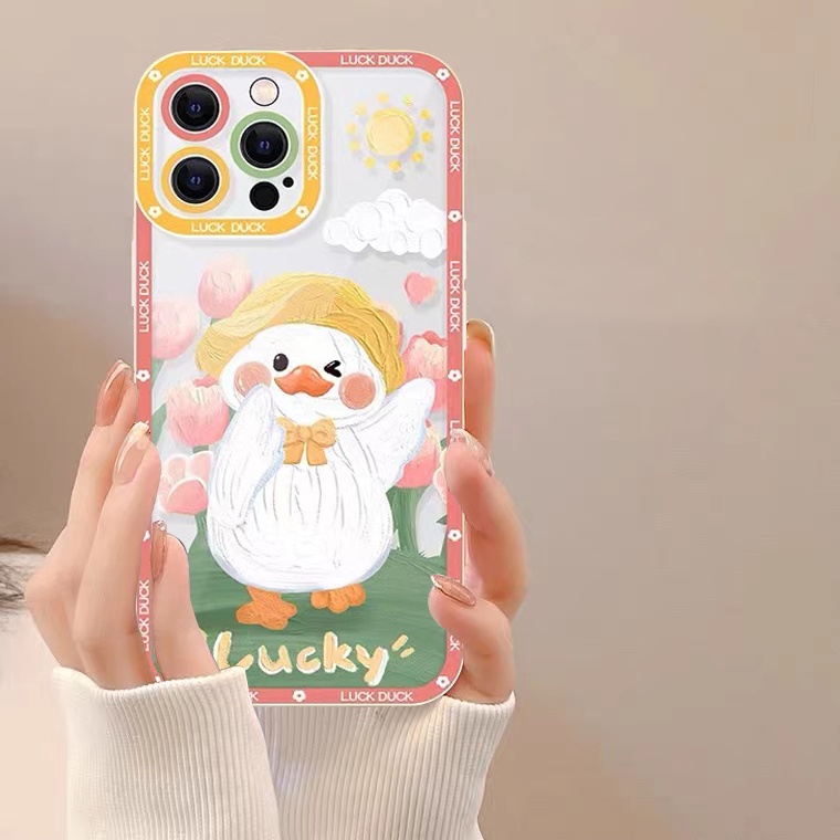 Ốp Điện Thoại Silicon Tpu Mềm Trong Suốt In Hình Vịt Cho iPhone 11 12 13 Pro Max XR X XS Max 6 7 6s 8 plus SE 2020
