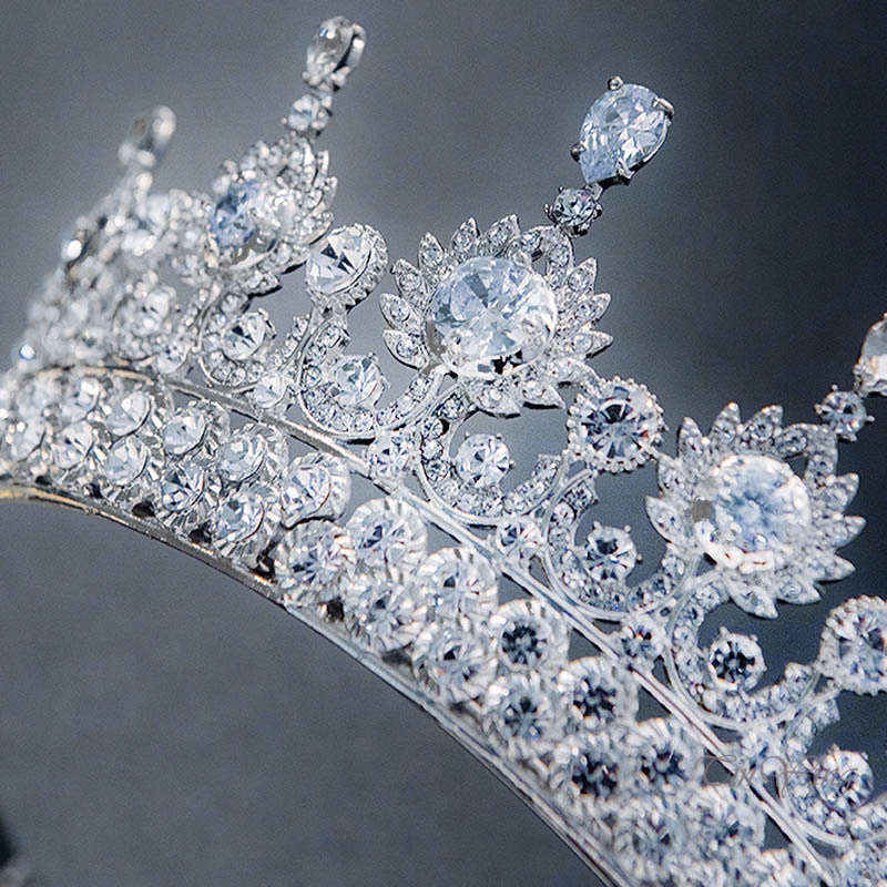GETNOIVAS Vương Miện Hợp Kim Đính Đá Zircon Lấp Lánh Sang Trọng Cho Cô Dâu
