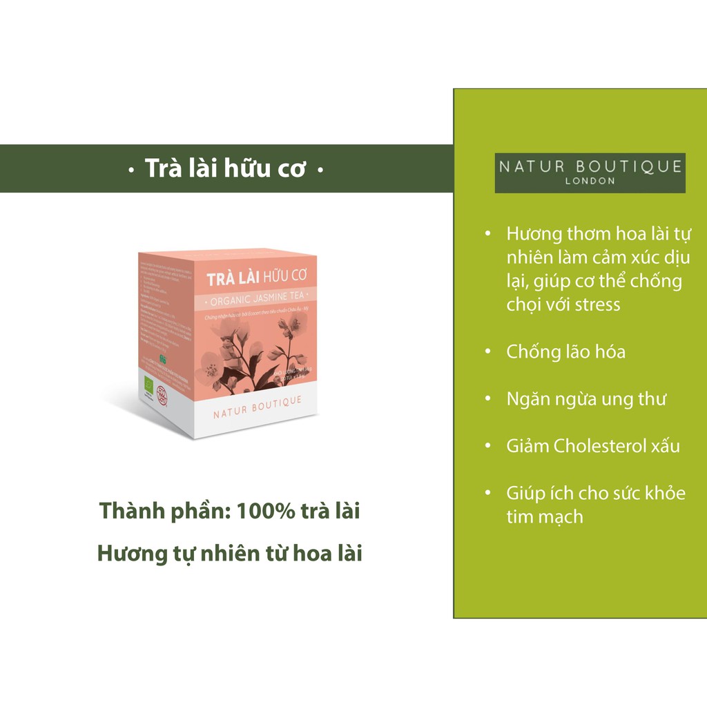 Trà Lài Hữu Cơ Natur Boutique FITO Organic Jasmine Tea (20 teabags)