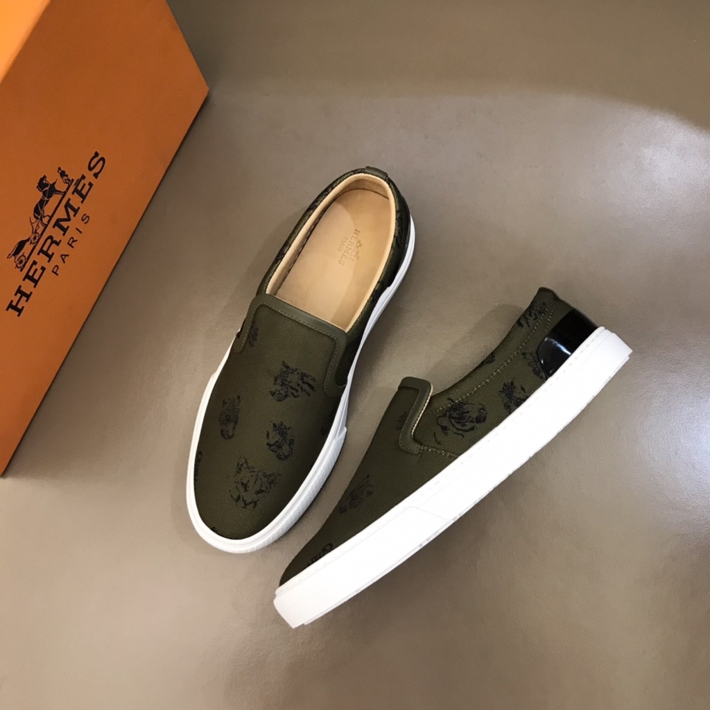Giày lười nam da thật cao cấp Hermes HM kiểu dáng và trang trí trẻ trung, thời trang