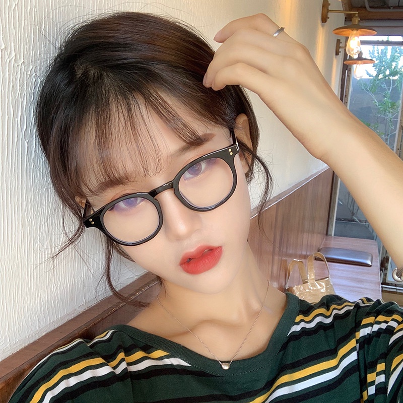 Kính giả cận chữ V gọng tròn mắt mèo mắt kính chống ánh sáng xanh phong cách Ulzzang đẹp hottrend PUKIXI 027