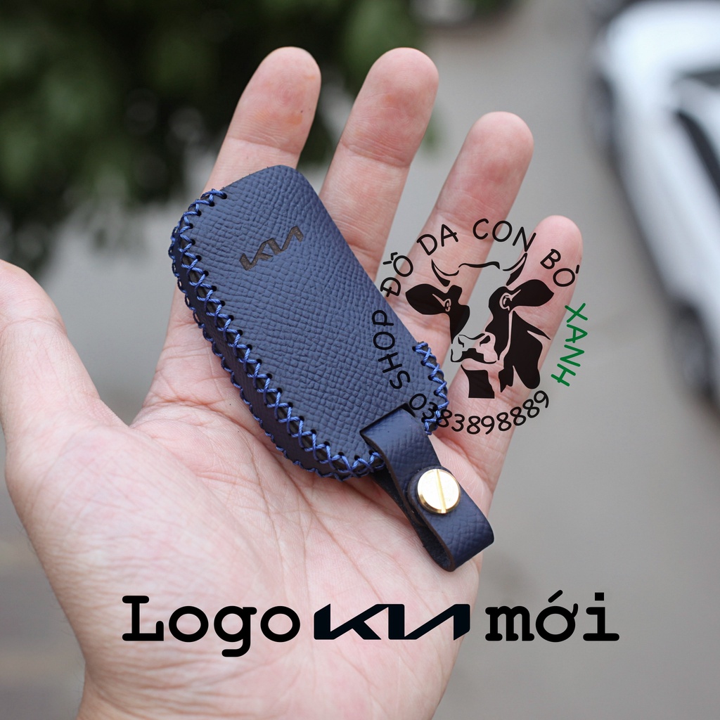 Bao da chìa khóa Kia Sonet bản Deluxe LOGO mới Handmade da thật 005B