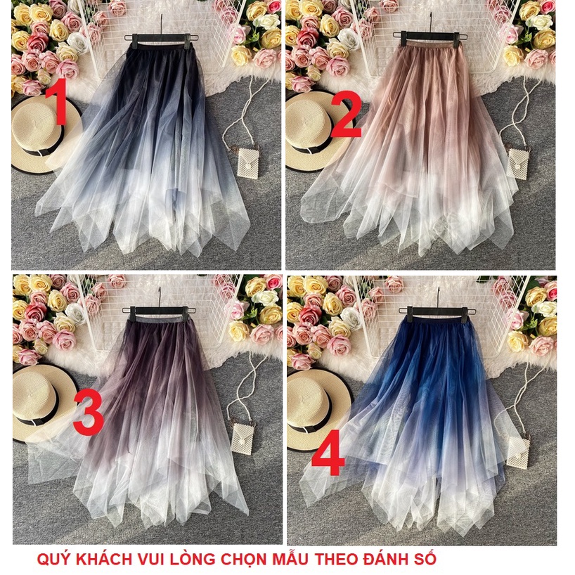 Chân váy Lưới Midi Tubu Nữ Loang Màu Độc Đáo