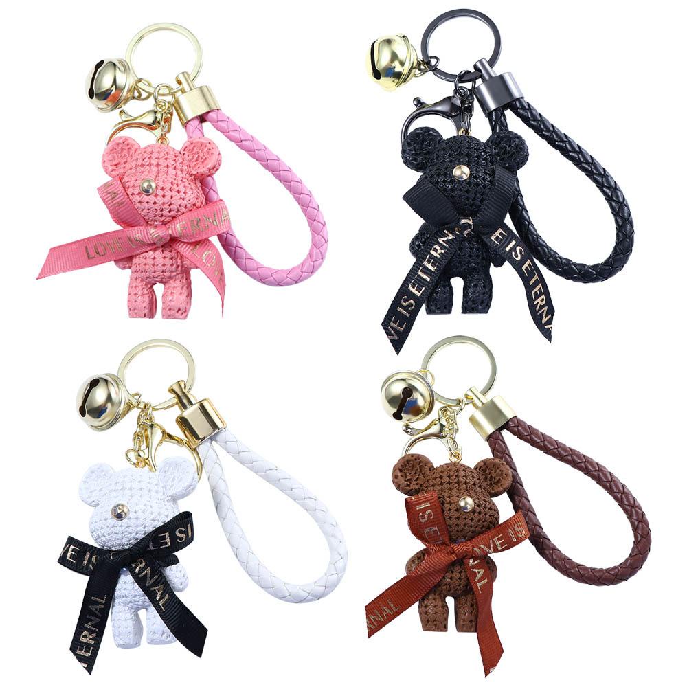 Móc Khóa Dây Da Bện Hình Gấu DARNELL Quà Tặng Cho Bạn Bè