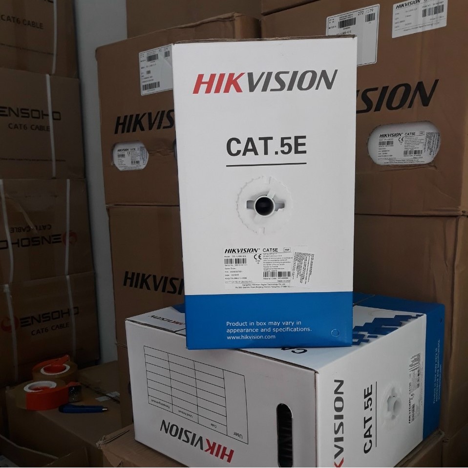 Dây Mạng Hikvision Cat5E DS-1LN5E-E/E Lõi Đồng Nguyên Chất Cuộn 305M-Cuộn Dây mạng LbLink Cat6 CCA UTP 305M (Màu Trắng)