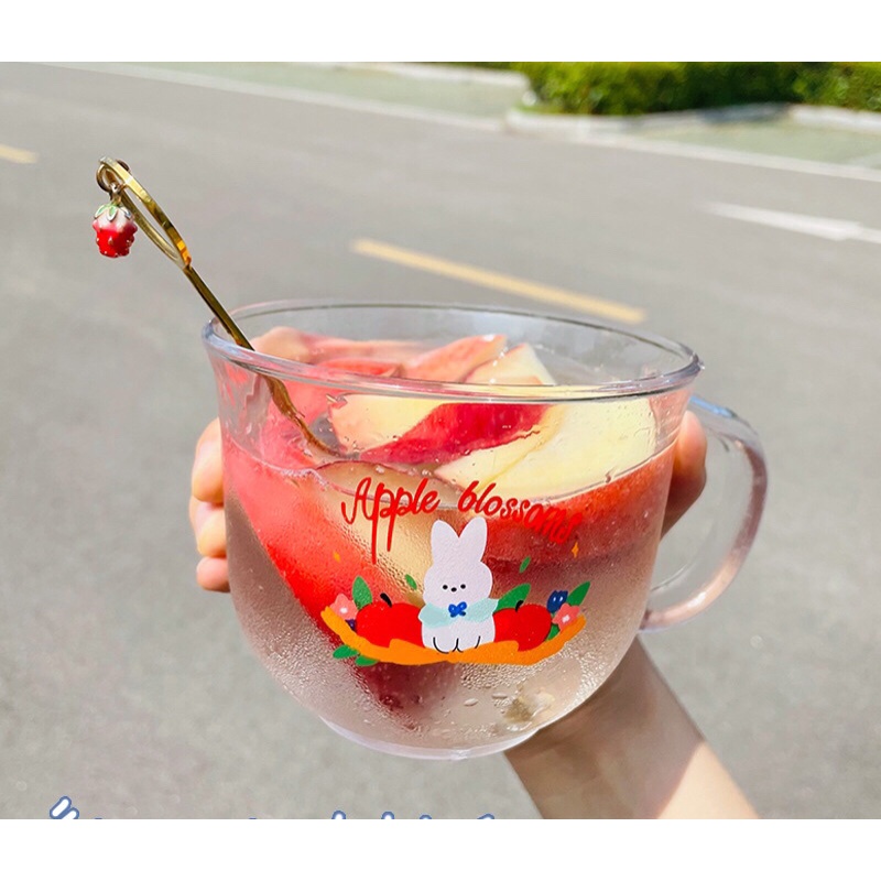 Cốc Thủy Tinh Uống Nước Uống Cafe Sinh Tố In Hình Thỏ Dễ Thương Ly Thủy Tinh Giá Rẻ MinHome.